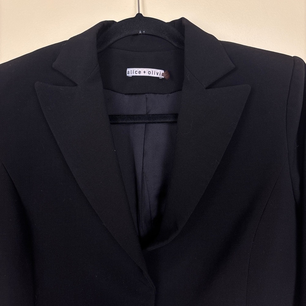 ALICE + OLIVIA Cropped Blazer Black Womens Size 10 Snap Front Office Business - Picture 4 of 9
